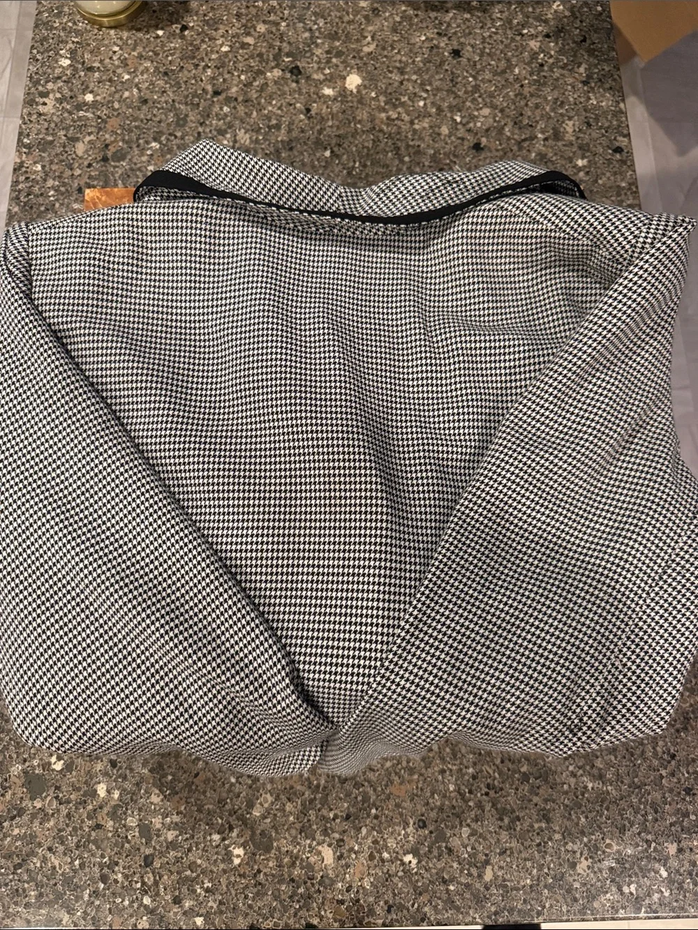 Andrea Jovine Black and White Houndstooth Blazer with Black Piping